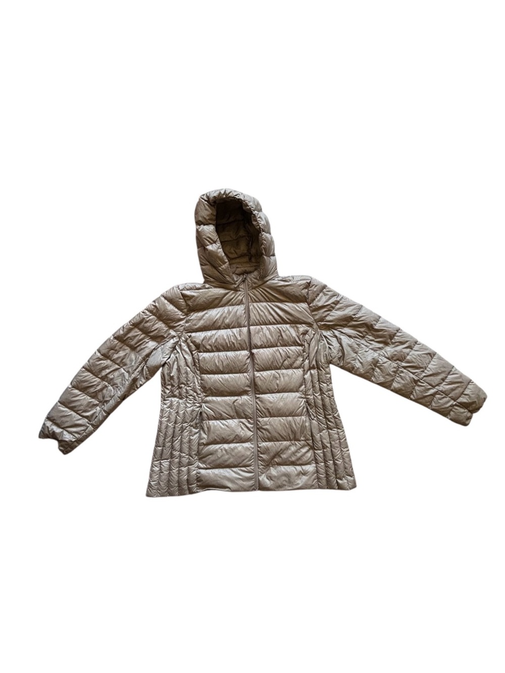 Heatkeep‎ Taupe Packable Hooded Puffer Jacket Lightweight Down Feathers travel